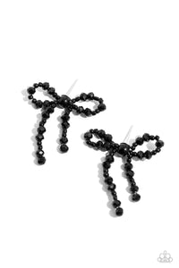 <p>High-sheen black beads in various sizes and black seed beads loop and curl into an elegant, classic bow for a refined centerpiece. Earring attaches to a standard post fitting.</p> <p><i> Sold as one pair of post earrings.</i></p>