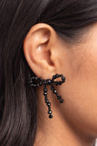 <p>High-sheen black beads in various sizes and black seed beads loop and curl into an elegant, classic bow for a refined centerpiece. Earring attaches to a standard post fitting.</p> <p><i> Sold as one pair of post earrings.</i></p>