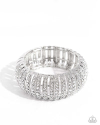 <p>Featuring glistening white gems, trios of curved silver bars join high-sheen curved silver bars for a radiant, light-catching display around the wrist on elastic stretchy bands.</p> <p><i> Sold as one individual bracelet.</i></p>